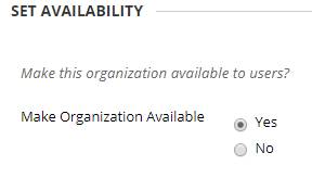 Organization availability setting with option set to yes